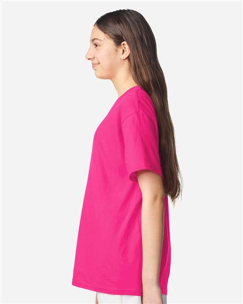 Youth Light Cotton T-Shirt - OnModelSide - B04660172 - Heliconia