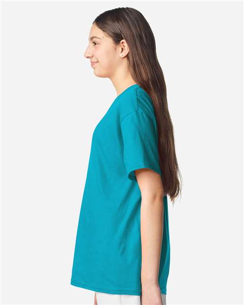 Youth Light Cotton T-Shirt - OnModelSide - B04660402 - Tropical Blue