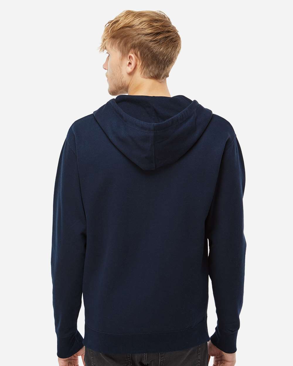Midweight Full-Zip Hooded Sweatshirt - OnModelBack - B20176063 - Classic Navy