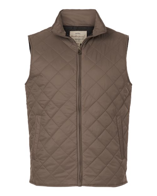 Men's Vintage Diamond Quilted Vest - Front - B09452023 - Driftwood