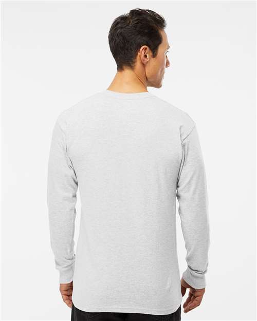 Unisex Gold Soft Touch Long Sleeve T-Shirt - OnModelBack - B01742023 - Ash