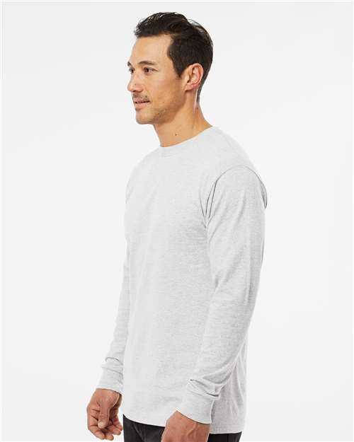 Unisex Gold Soft Touch Long Sleeve T-Shirt - OnModelSide - B01742023 - Ash