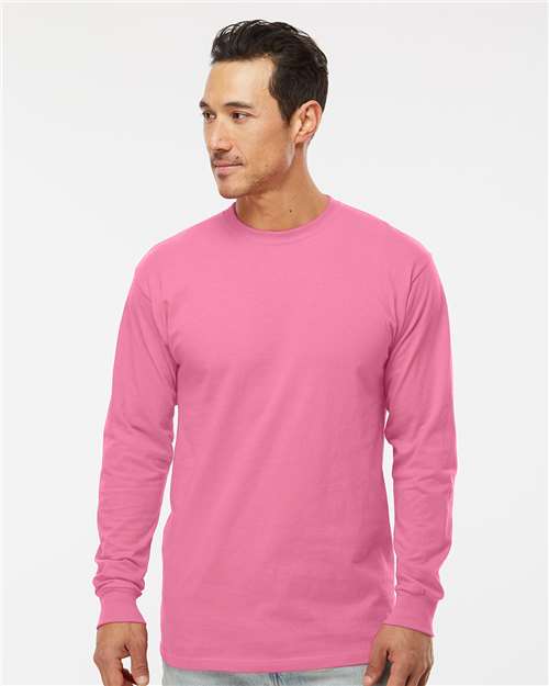 Unisex Gold Soft Touch Long Sleeve T-Shirt - OnModelFront - B01742313 - Azalea