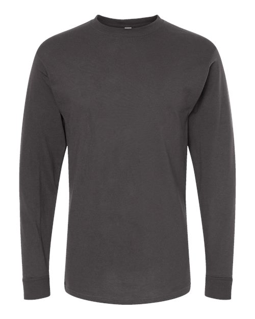Unisex Gold Soft Touch Long Sleeve T-Shirt - Front - B01742513 - Charcoal