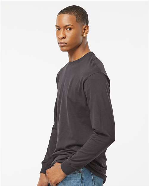 Unisex Gold Soft Touch Long Sleeve T-Shirt - OnModelSide - B01742513 - Charcoal