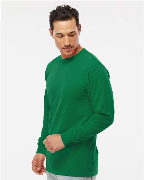 Unisex Gold Soft Touch Long Sleeve T-Shirt - OnModelSide - B01742603 - Fine Kelly Green