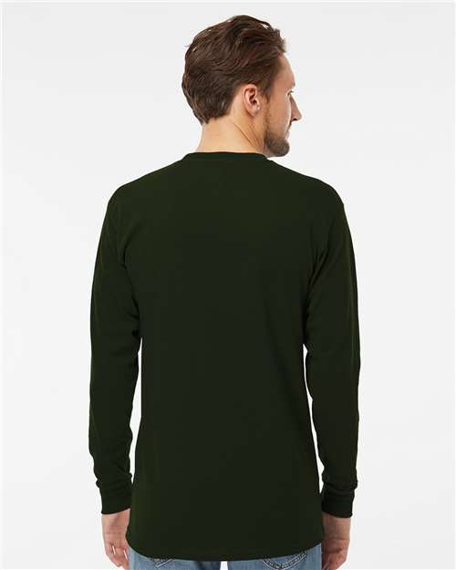 Unisex Gold Soft Touch Long Sleeve T-Shirt - OnModelBack - B01742543 - Forest Green