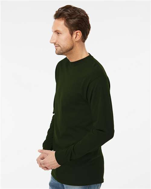 Unisex Gold Soft Touch Long Sleeve T-Shirt - OnModelSide - B01742543 - Forest Green