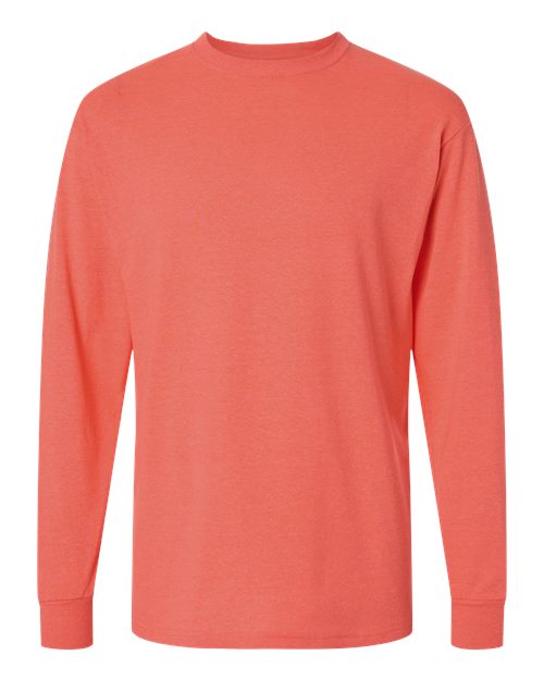 Unisex Gold Soft Touch Long Sleeve T-Shirt - Front - B01742283 - Heather Coral