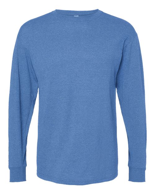 Unisex Gold Soft Touch Long Sleeve T-Shirt - Front - B01742753 - Heather Royal