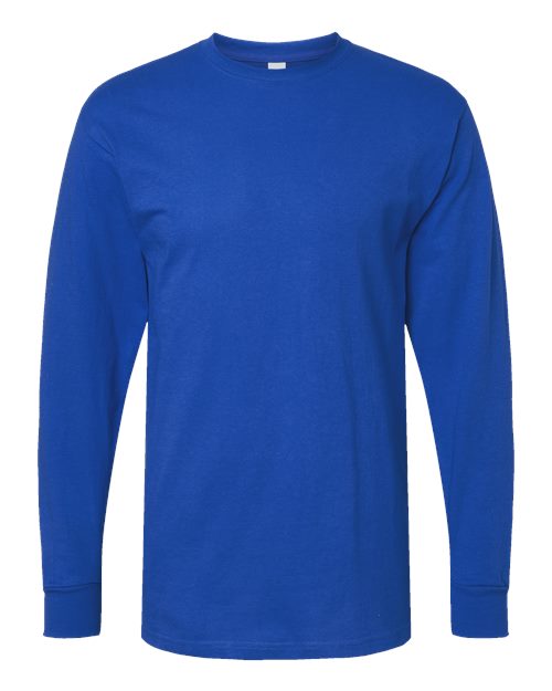 Unisex Gold Soft Touch Long Sleeve T-Shirt - Front - B01742763 - Royal