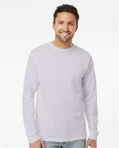 Unisex Gold Soft Touch Long Sleeve T-Shirt - OnModelFront - B01742353 - Silver