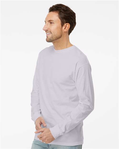 Unisex Gold Soft Touch Long Sleeve T-Shirt - OnModelSide - B01742353 - Silver