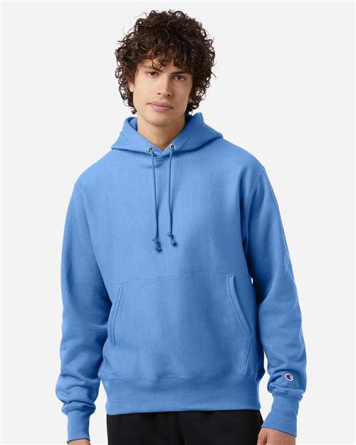 Unisex Reverse Weave® Hooded Sweatshirt - OnModelFront - B20484053 - Light Blue