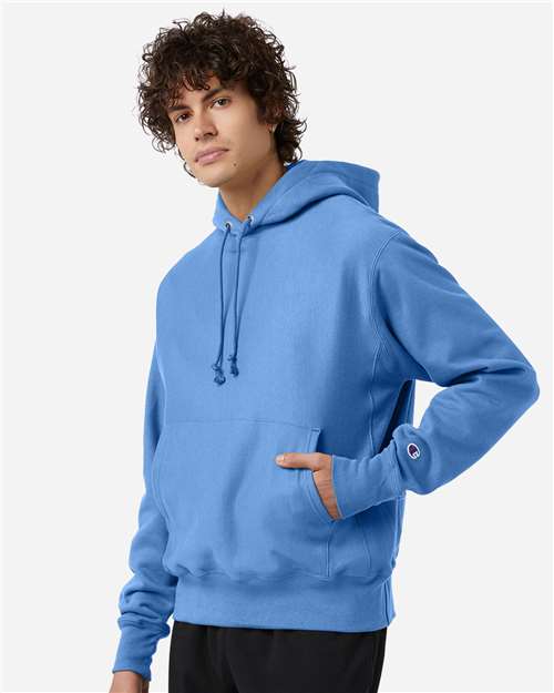 Unisex Reverse Weave® Hooded Sweatshirt - OnModelSide - B20484053 - Light Blue