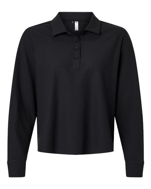 Women's Beyond Long Sleeve Loose Polo - Front - B13453502 - Black