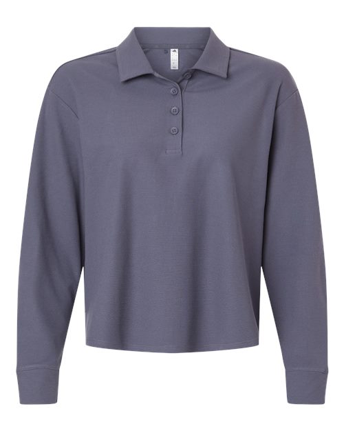 Women's Beyond Long Sleeve Loose Polo - Front - B13453112 - Preloved Violet