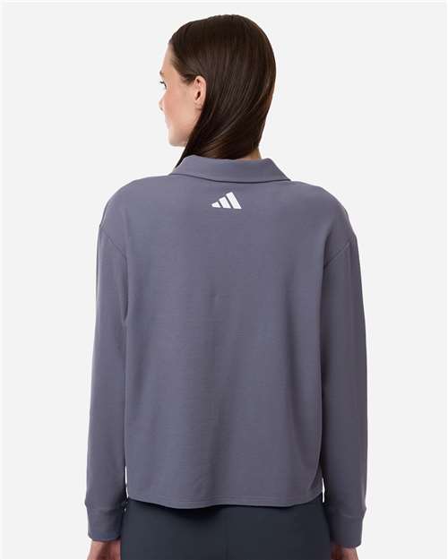 Women's Beyond Long Sleeve Loose Polo - OnModelBack - B13453112 - Preloved Violet
