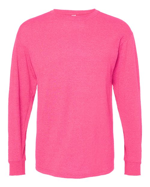 Unisex Gold Soft Touch Long Sleeve T-Shirt - Front - B01742303 - Neon Pink