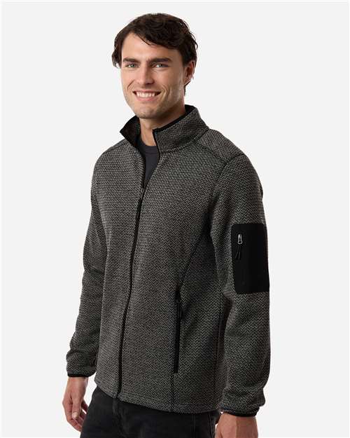 Men's Jasper Full-Zip Fleece Jacket - OnModelSide - B003D3503 - Black/ Grey