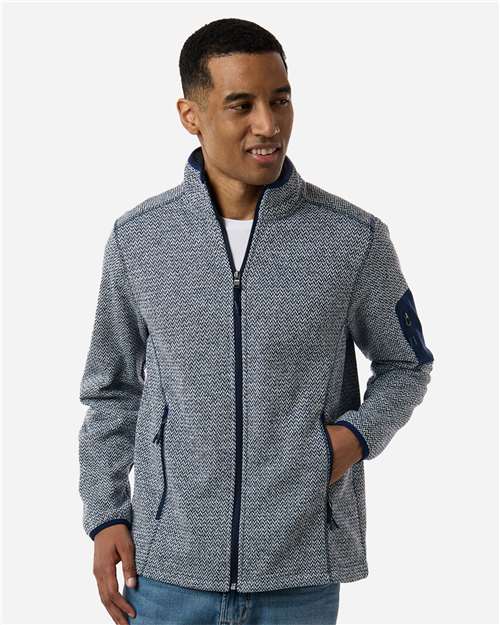 Men's Jasper Full-Zip Fleece Jacket - OnModelFront - B003D3653 - Classic Navy/ White
