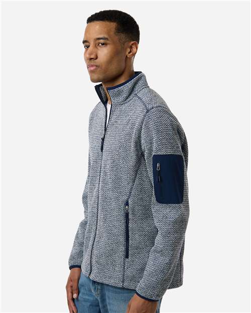 Men's Jasper Full-Zip Fleece Jacket - OnModelSide - B003D3653 - Classic Navy/ White