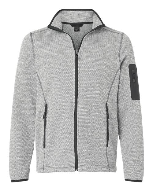 Men's Jasper Full-Zip Fleece Jacket - Front - B003D3093 - Grey/ White
