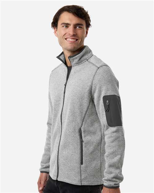 Men's Jasper Full-Zip Fleece Jacket - OnModelSide - B003D3093 - Grey/ White