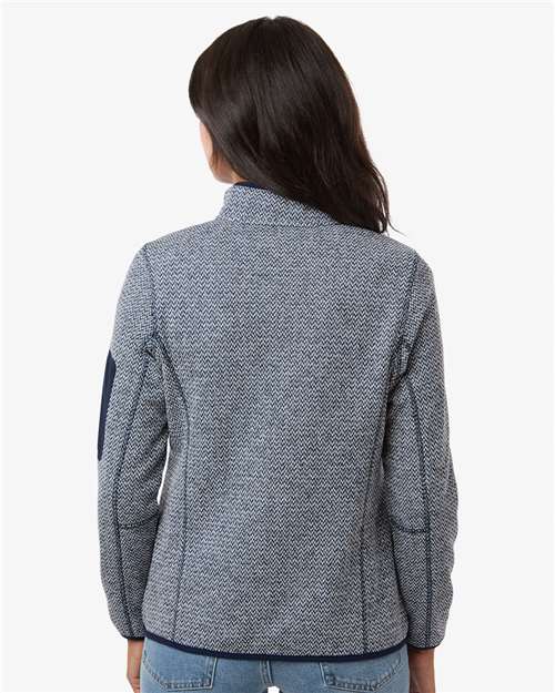 Women's Jasper Full-Zip Fleece Jacket - OnModelBack - B004D3652 - Classic Navy/ White