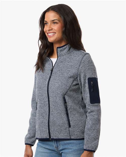Women's Jasper Full-Zip Fleece Jacket - OnModelSide - B004D3652 - Classic Navy/ White