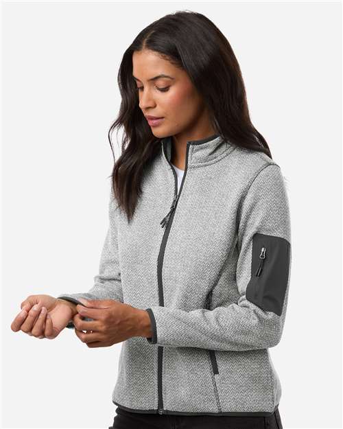 Women's Jasper Full-Zip Fleece Jacket - OnModelSide - B004D3092 - Grey/ White