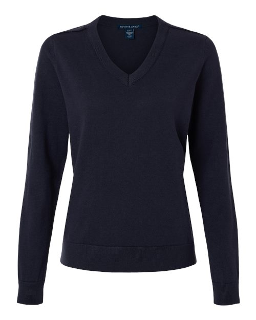 Women's New Classics V-Neck Sweater - Front - B012B2652 - Navy