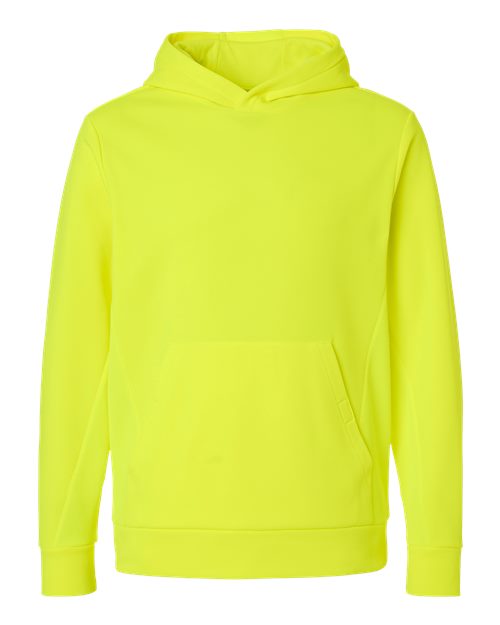 Unisex Squad Hooded Tech Fleece Pullover - Front - B001D9172 - Safety Yellow