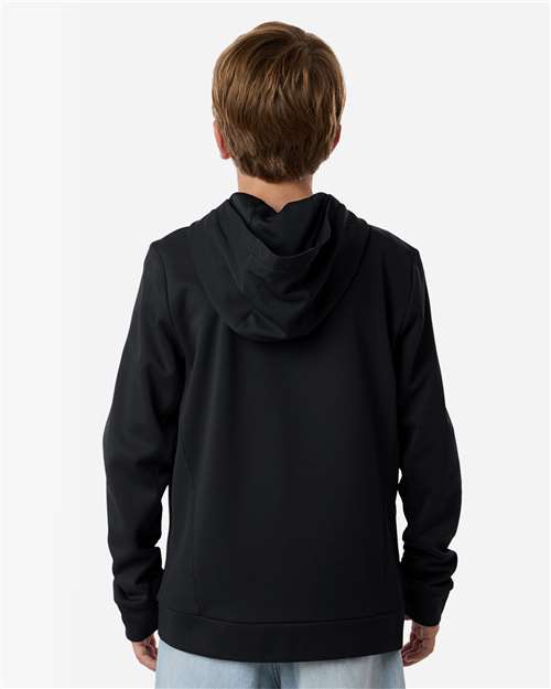 Youth Squad Hooded Tech Fleece Pullover - OnModelBack - B002D9502 - Black