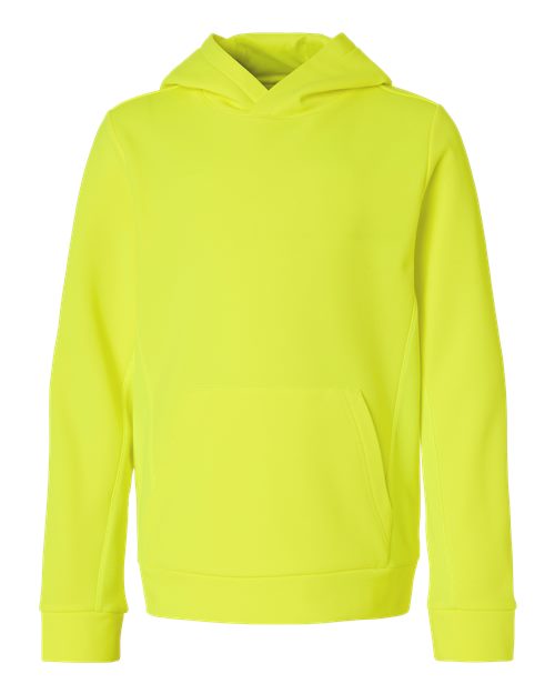 Youth Squad Hooded Tech Fleece Pullover - Front - B002D9122 - Safety Yellow