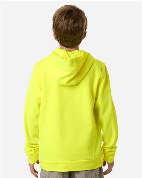 Youth Squad Hooded Tech Fleece Pullover - OnModelBack - B002D9122 - Safety Yellow