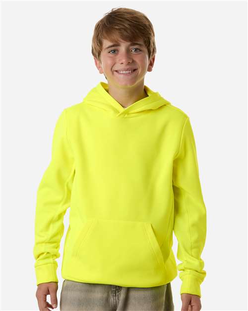Youth Squad Hooded Tech Fleece Pullover - OnModelFront - B002D9122 - Safety Yellow