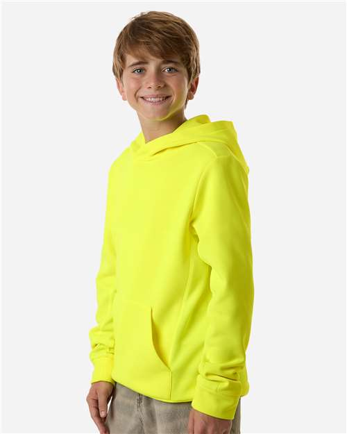 Youth Squad Hooded Tech Fleece Pullover - OnModelSide - B002D9122 - Safety Yellow