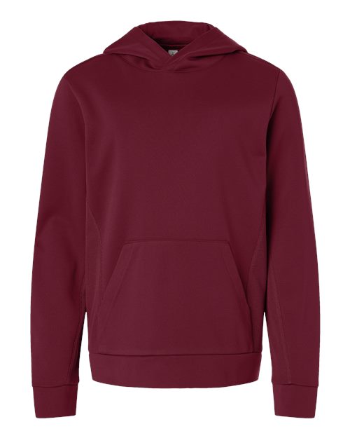 Youth Squad Hooded Tech Fleece Pullover - Front - B002D9532 - Sport Maroon