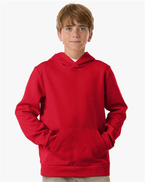 Youth Squad Hooded Tech Fleece Pullover - OnModelFront - B002D9702 - Sport Red