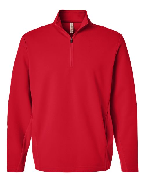 Unisex Squad Cadet Quarter-Zip Tech Fleece Pullover - Front - B003D9702 - Sport Red