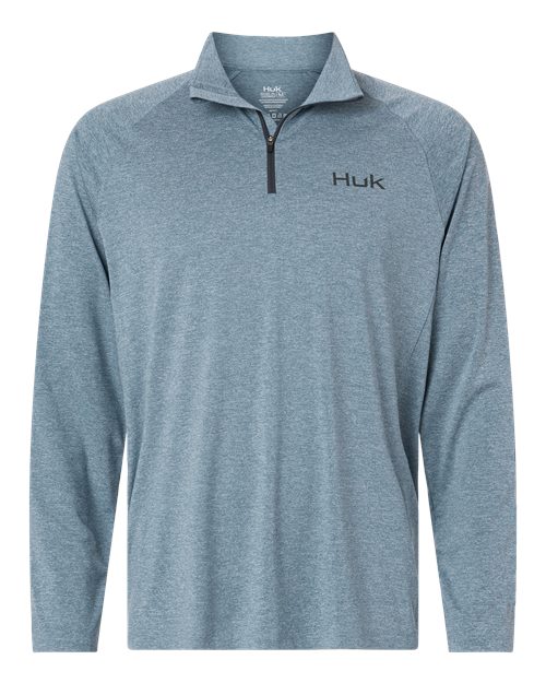 Men's Airweight Heather Quarter-Zip Pullover - Front - B001D2093 - Silverblue Heather