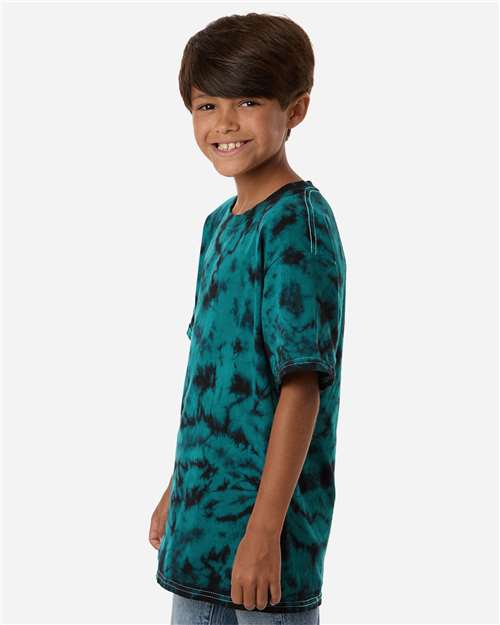 Youth Crystal Wash T-Shirt - OnModelSide - B13602592 - Crystal Teal/ Black