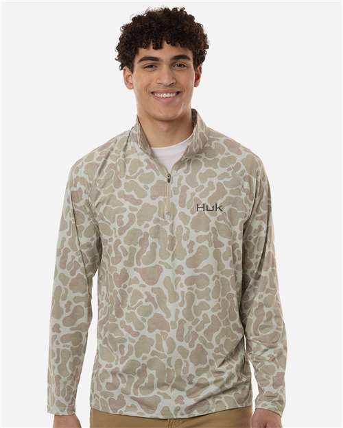 Men's Airweight KC Printed Quarter-Zip Pullover - OnModelFront - B003D2243 - Sand