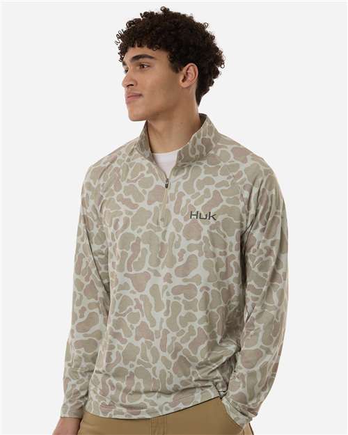 Men's Airweight KC Printed Quarter-Zip Pullover - OnModelSide - B003D2243 - Sand