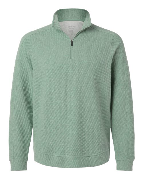 Men's Spirit Textured Quarter-Zip Pullover - Front - B207D3543 - Sage Green Heather