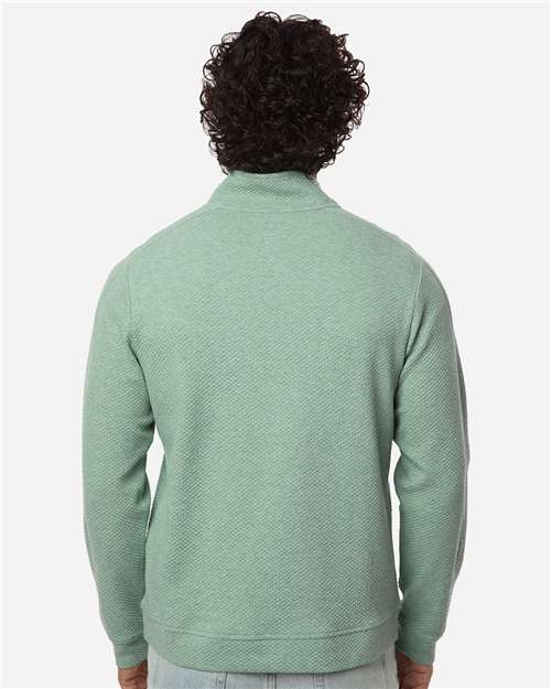 Men's Spirit Textured Quarter-Zip Pullover - OnModelBack - B207D3543 - Sage Green Heather