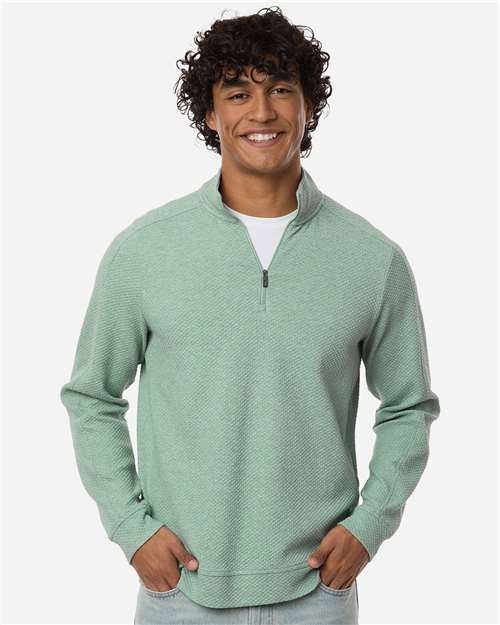 Men's Spirit Textured Quarter-Zip Pullover - OnModelFront - B207D3543 - Sage Green Heather