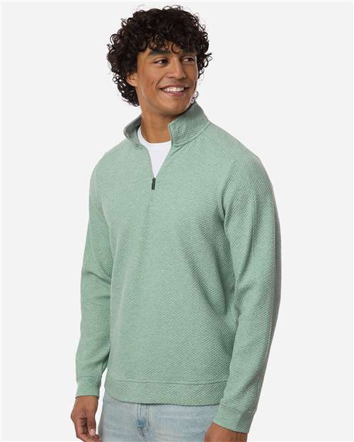 Men's Spirit Textured Quarter-Zip Pullover - OnModelSide - B207D3543 - Sage Green Heather