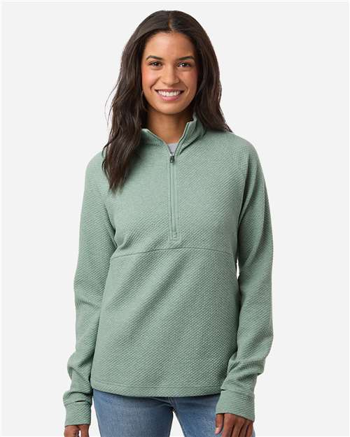 Women's Spirit Textured Quarter-Zip Pullover - OnModelFront - B208D3542 - Sage Green Heather